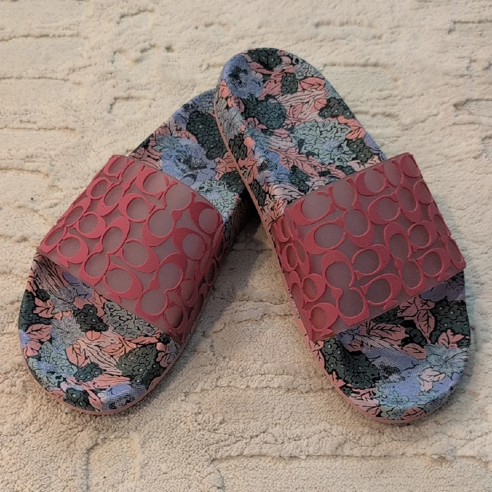 Coach Udele Sport Slide, Pink Signature Floral - Picture 1 of 5